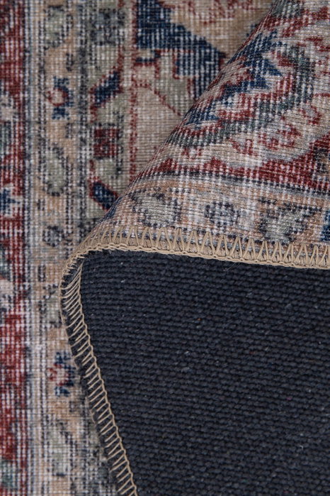 Conceptum Folk Chenille Alfombra Azul Marino y Burdeos 75 x 150 cm